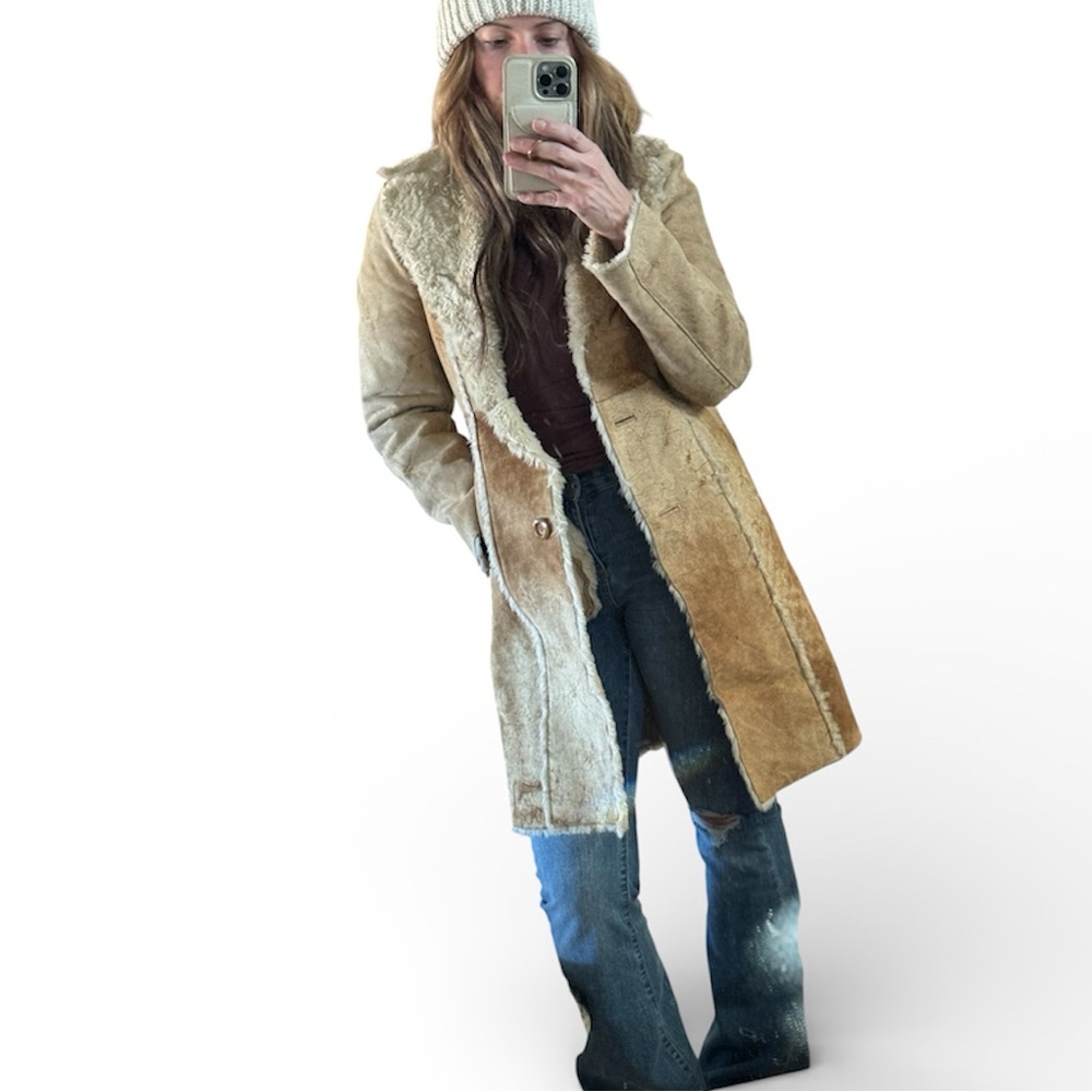 Express Vintage Distressed Leather Coat